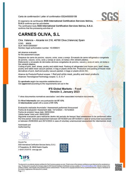 CARNES-OLIVA_300010467_IFS-GM_ESVLC_000156_CertificateIFS_Final